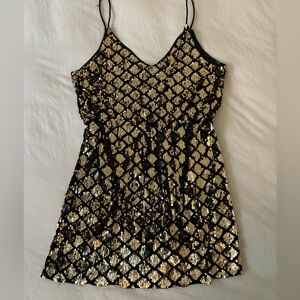 Black & gold sequin mini dress